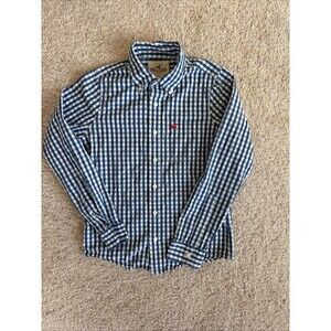 Hollister Navy White Checked Long Sleeve Button Up | Mens Small | Clean Boy